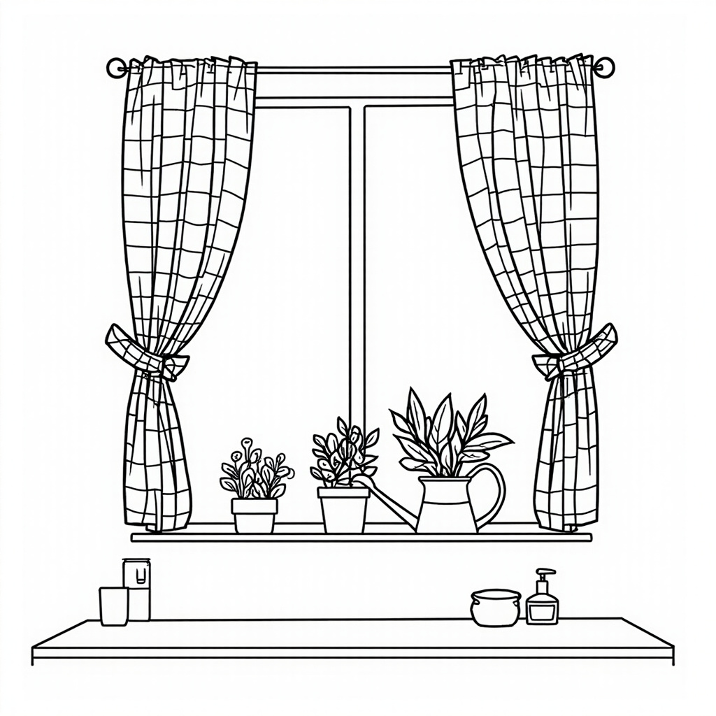 Kitchen windowsill with plants and jars