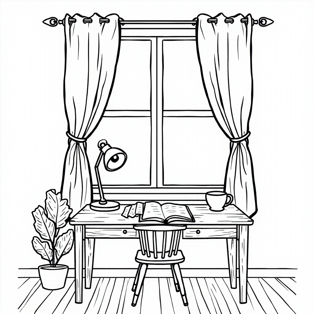 Writing desk by the window
