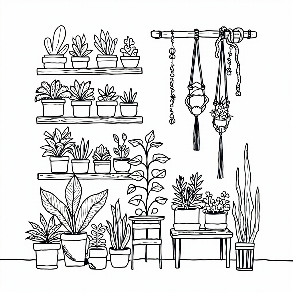 Shelf full of potted plants
