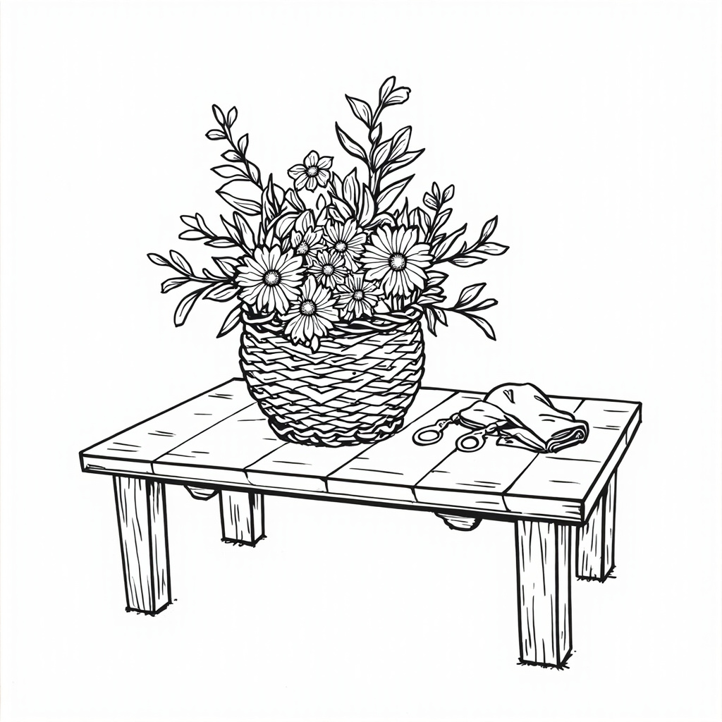 Flower basket with garden shears